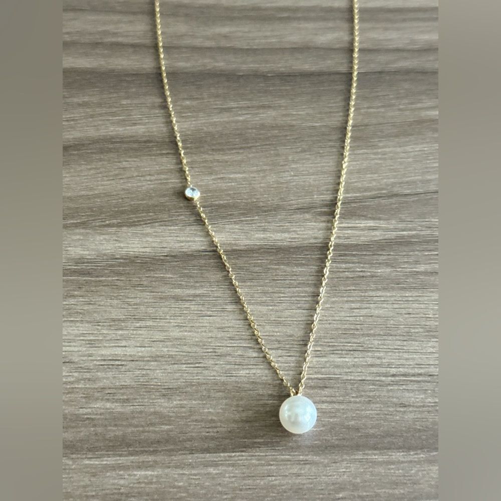 Gold and Pearl Necklace Q612 - Picture 3 of 6